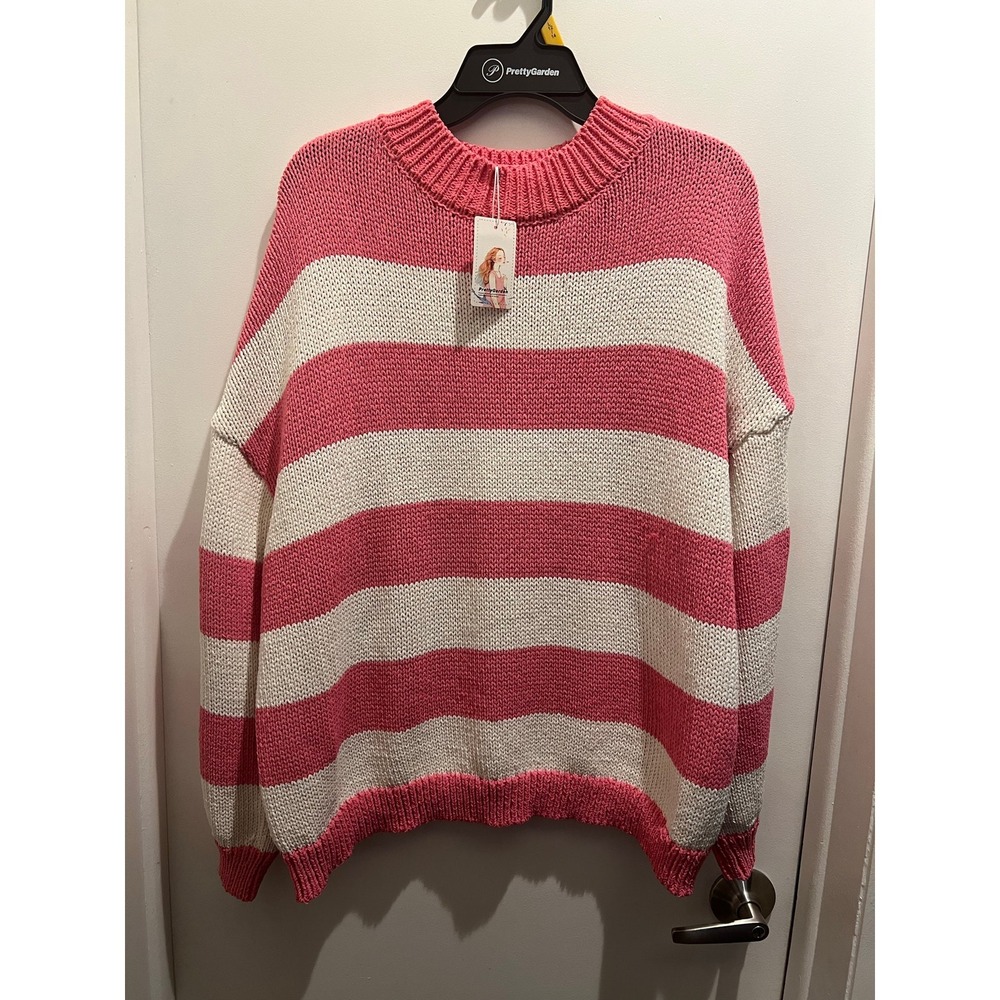 PRETTYGARDEN Women's Striped Sweater, Size L